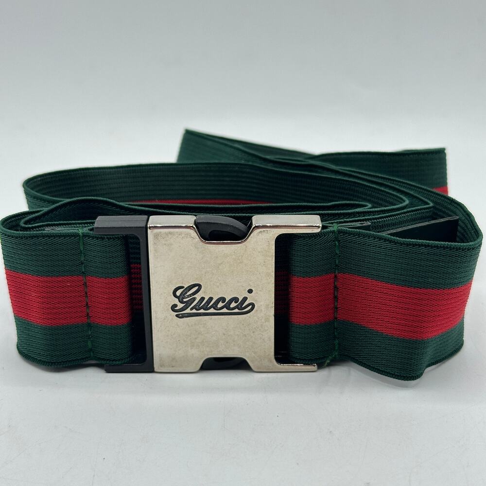 GUCCI Script Web Stripe Elasticized Metal Buckle … - image 2